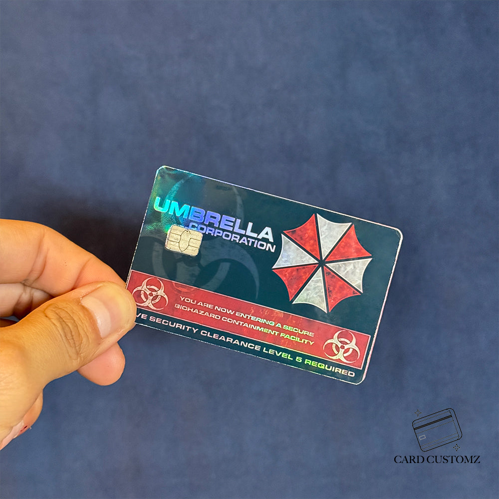 UMBRELLA CORPARATION ACCESO NIVEL 5 STICKER DE VINIL HOLOGRÁFICO PARA TARJETAS