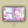 BILLETE DE AJOLOTE STICKER DE VINIL HOLOGRÁFICO PARA TARJETAS