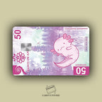 BILLETE DE AJOLOTE STICKER DE VINIL HOLOGRÁFICO PARA TARJETAS