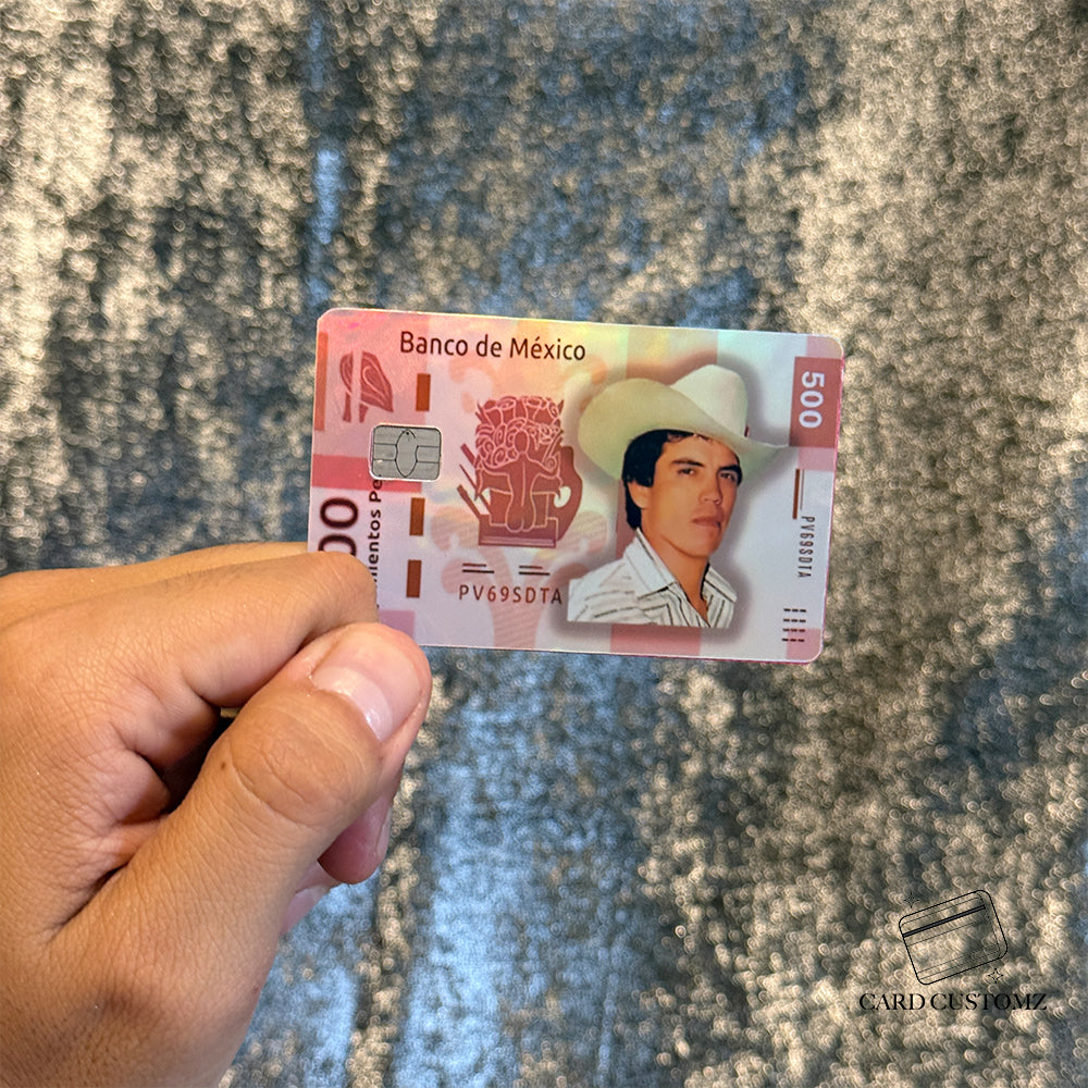 BILLETE DE CHALINO STICKER DE VINIL HOLOGRÁFICO PARA TARJETAS