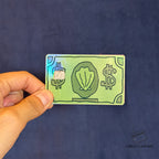 BILLETE DE BOB ESPONJA STICKER DE VINIL HOLOGRÁFICO PARA TARJETAS