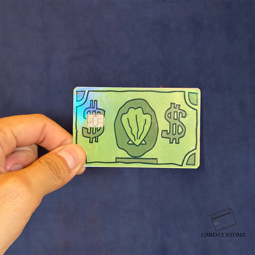 BILLETE DE BOB ESPONJA STICKER DE VINIL HOLOGRÁFICO PARA TARJETAS