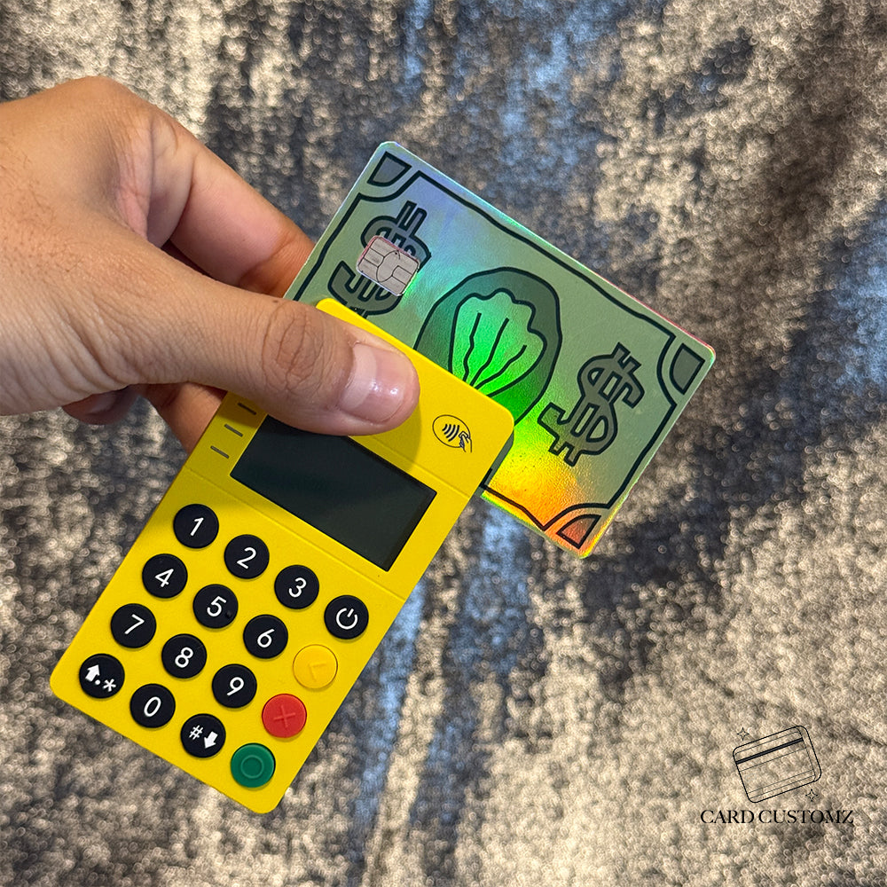 BILLETE DE BOB ESPONJA STICKER DE VINIL HOLOGRÁFICO PARA TARJETAS