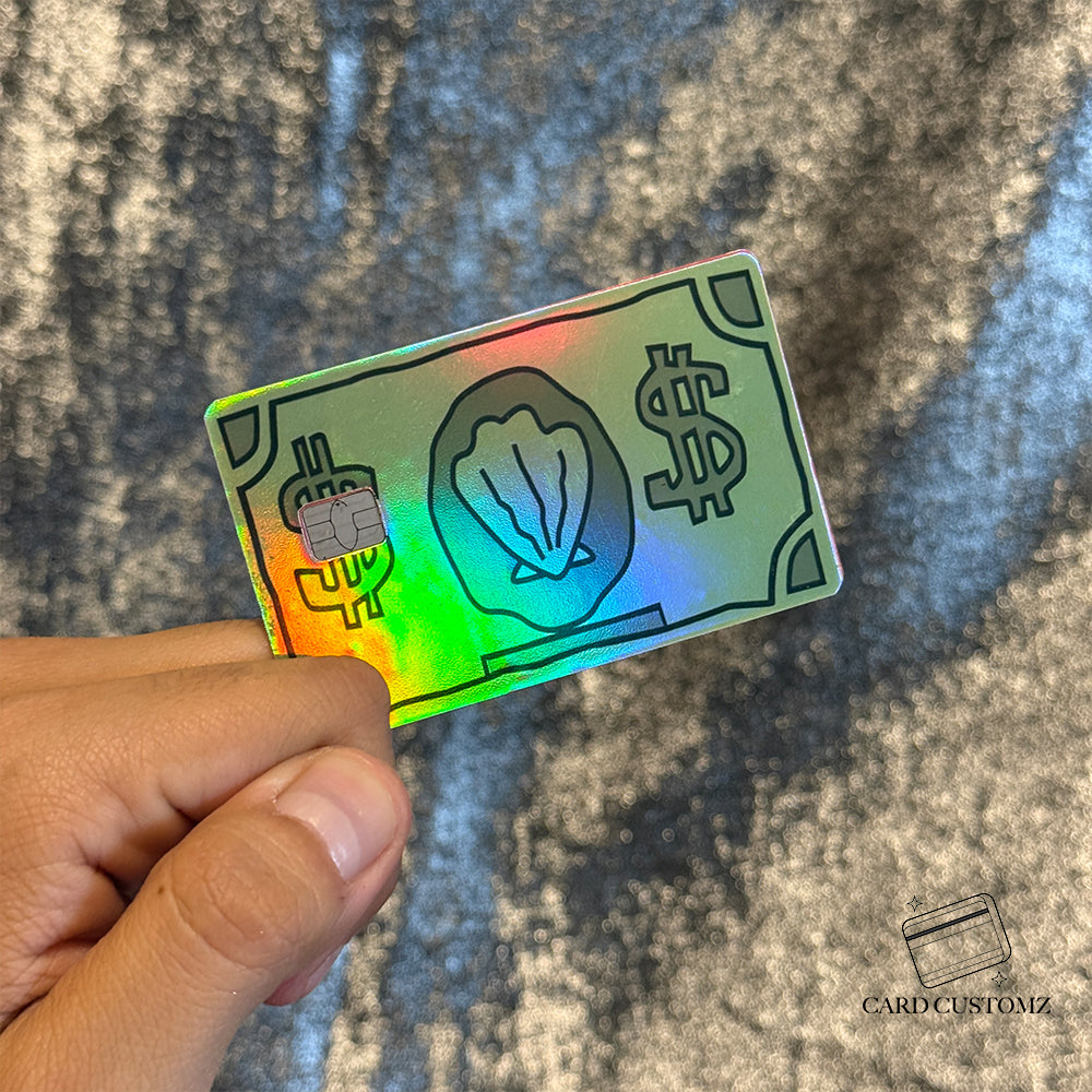 BILLETE DE BOB ESPONJA STICKER DE VINIL HOLOGRÁFICO PARA TARJETAS