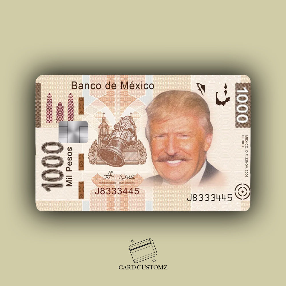 BILLETE DONALD TRUMP STICKER DE VINIL HOLOGRÁFICO PARA TARJETAS