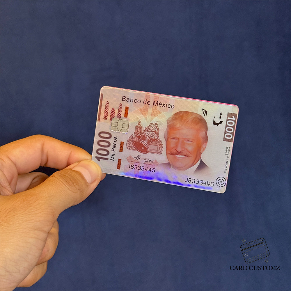 BILLETE DONALD TRUMP STICKER DE VINIL HOLOGRÁFICO PARA TARJETAS