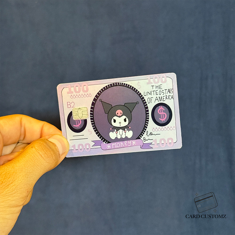 BILLETE KUROMI STICKER DE VINIL HOLOGRÁFICO PARA TARJETAS