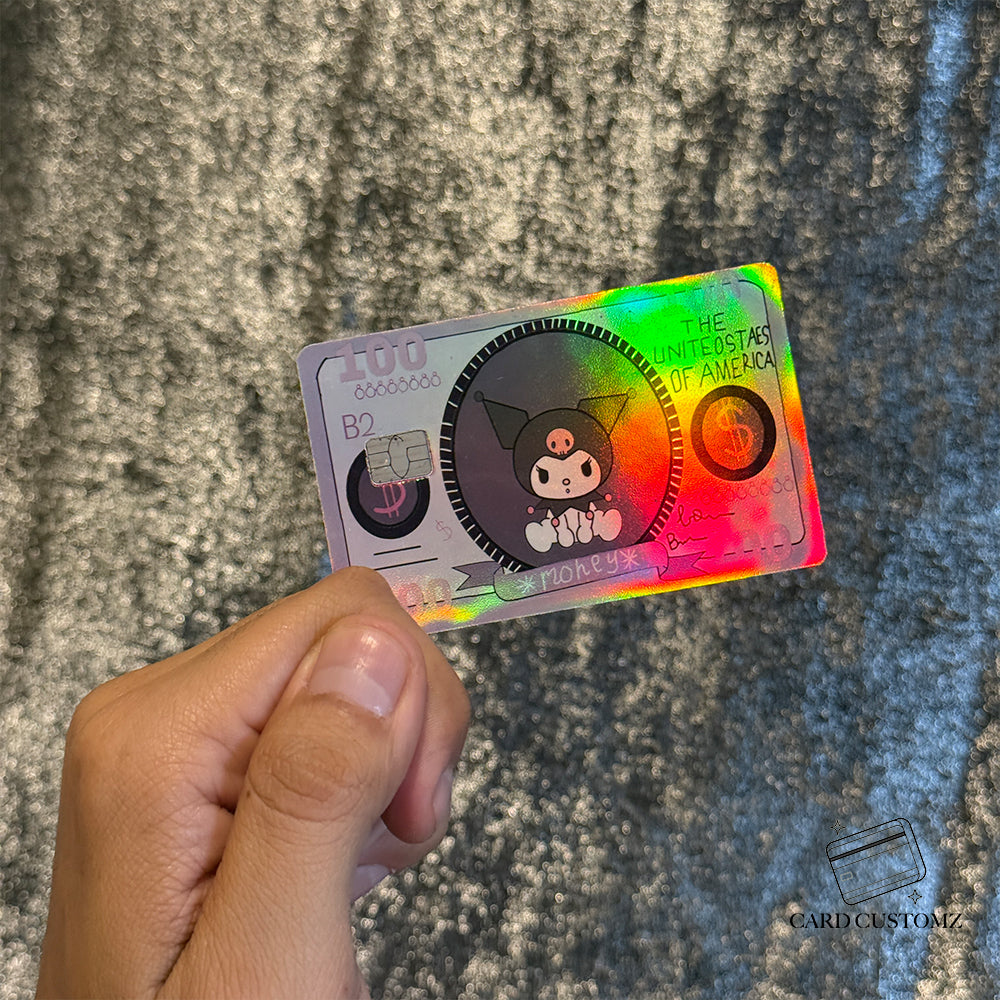 BILLETE KUROMI STICKER DE VINIL HOLOGRÁFICO PARA TARJETAS