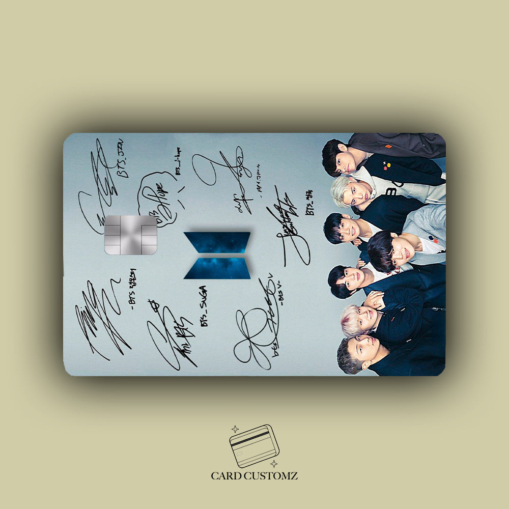 BTS AUTOGRAFOS STICKER DE VINIL HOLOGRÁFICO PARA TARJETAS