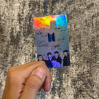 BTS AUTOGRAFOS STICKER DE VINIL HOLOGRÁFICO PARA TARJETAS