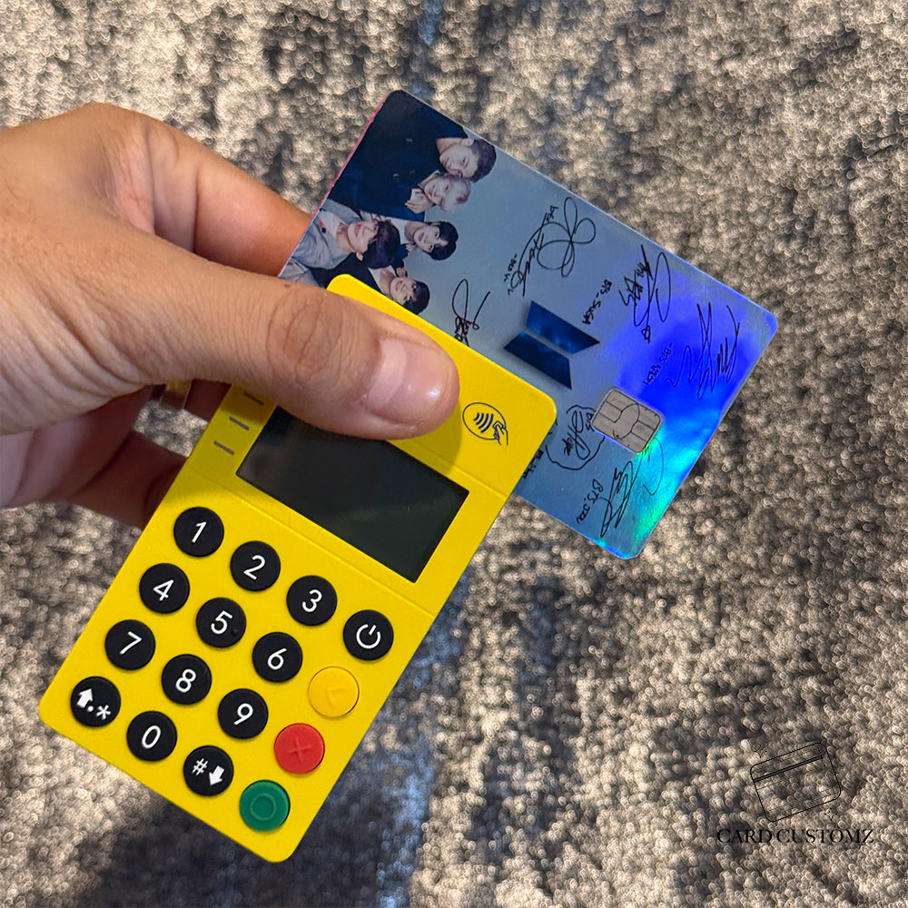BTS AUTOGRAFOS STICKER DE VINIL HOLOGRÁFICO PARA TARJETAS