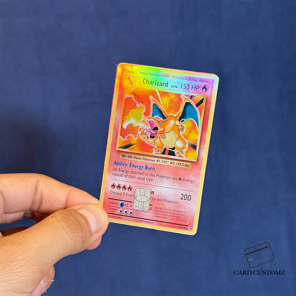 CARTA CHARIZARD STICKER DE VINIL HOLOGRÁFICO PARA TARJETAS
