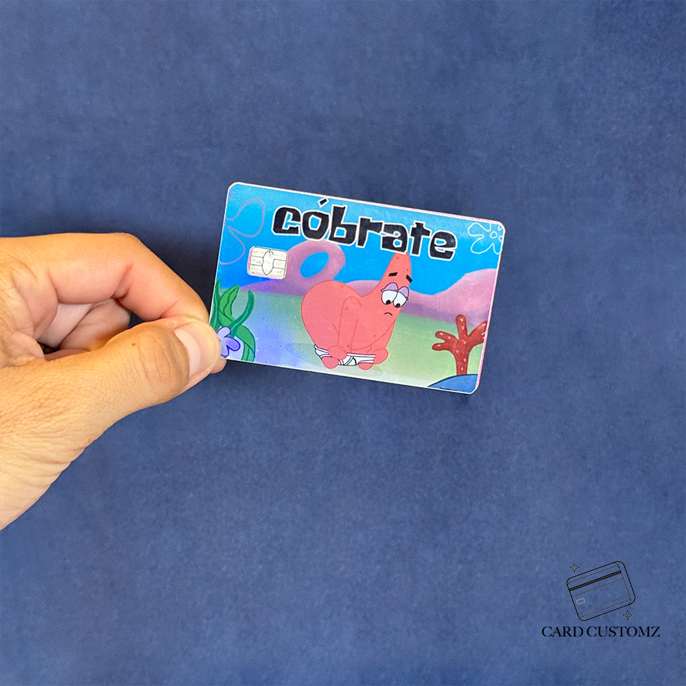 COBRATE PATRICIO STICKER DE VINIL HOLOGRÁFICO PARA TARJETAS