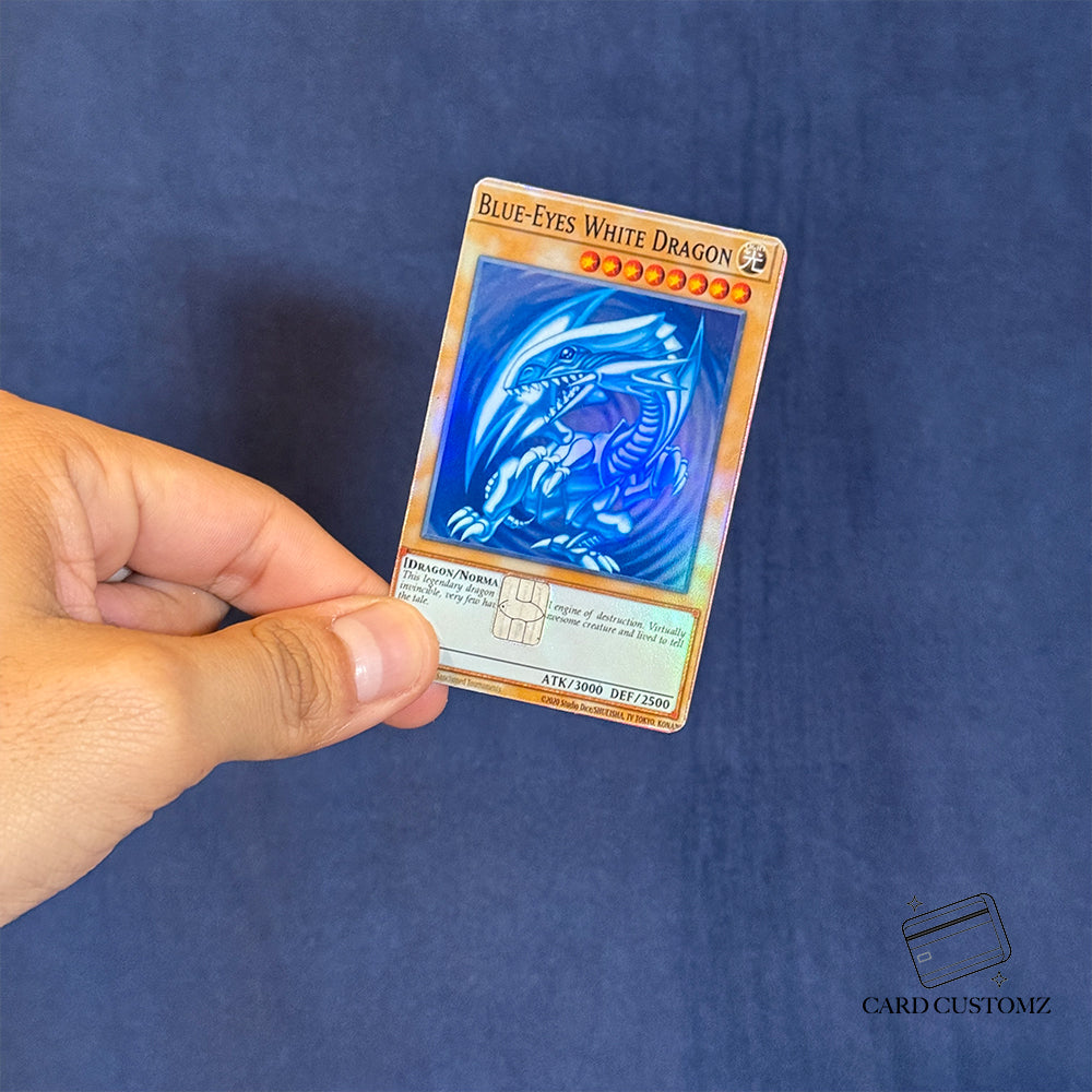 DRAGÓN DE OJOS AZULES YU-GI-OH! STICKER DE VINIL HOLOGRÁFICO PARA TARJETAS