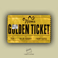 WONKA TICKET DORADO STICKER DE VINIL HOLOGRÁFICO PARA TARJETAS