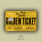 WONKA TICKET DORADO STICKER DE VINIL HOLOGRÁFICO PARA TARJETAS