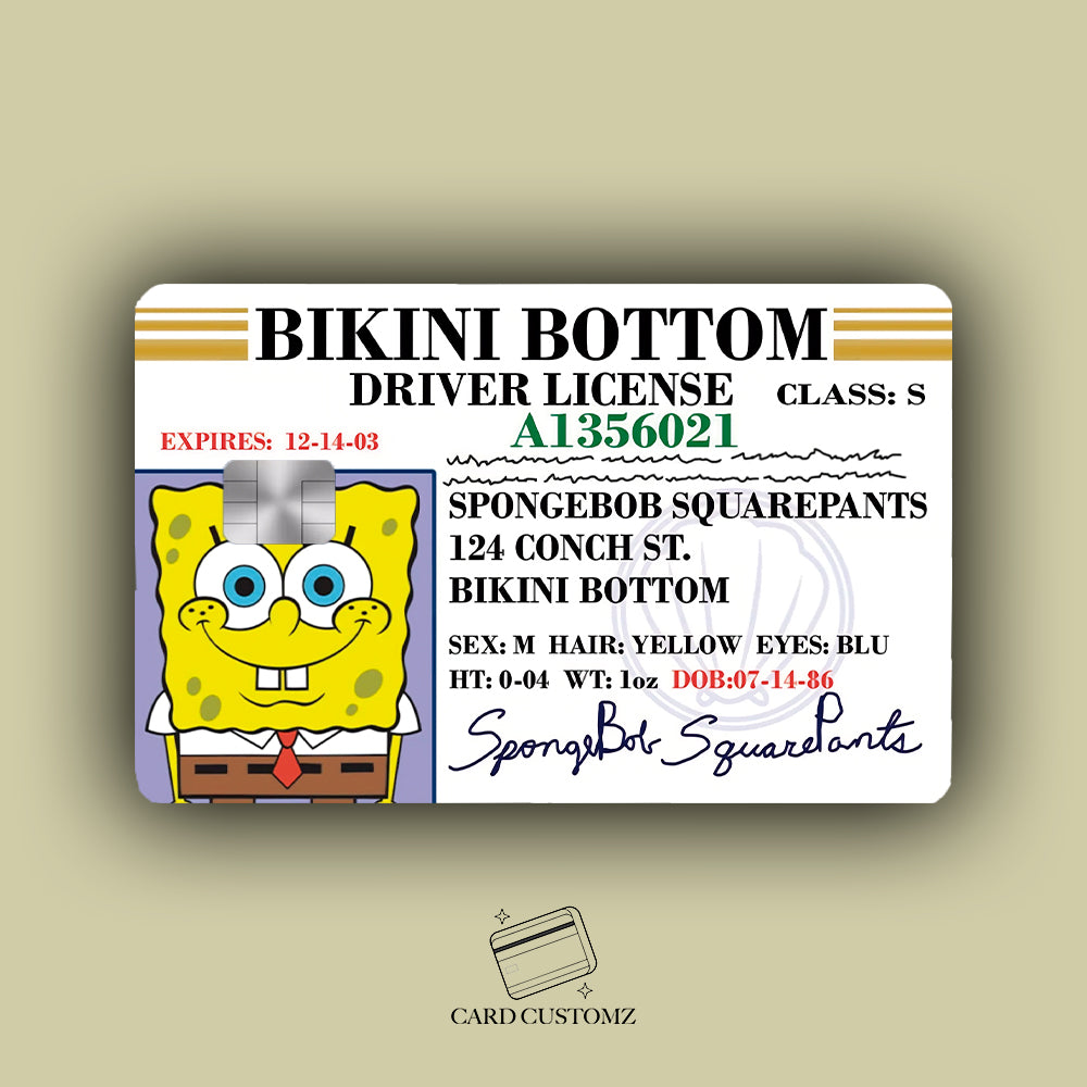 LICENCIA BOB ESPONJA STICKER DE VINIL HOLOGRÁFICO PARA TARJETAS