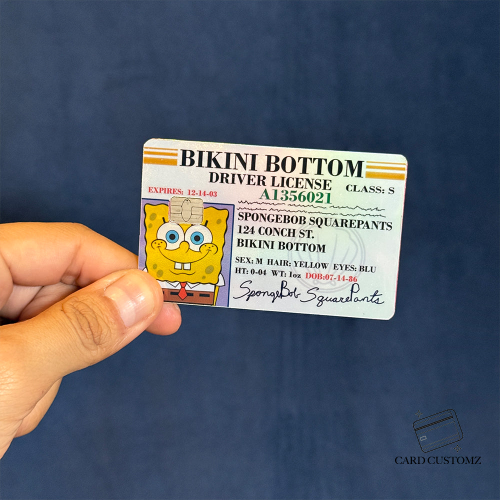 LICENCIA BOB ESPONJA STICKER DE VINIL HOLOGRÁFICO PARA TARJETAS