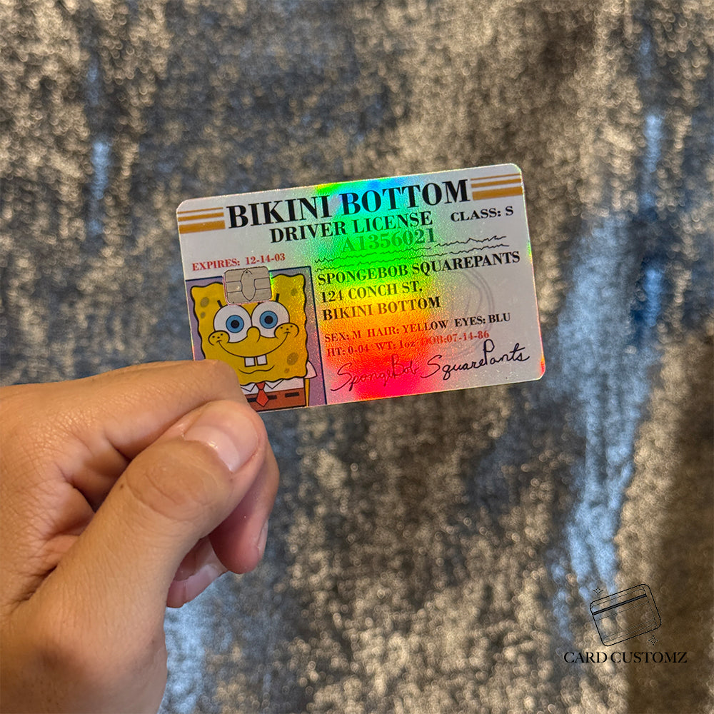 LICENCIA BOB ESPONJA STICKER DE VINIL HOLOGRÁFICO PARA TARJETAS