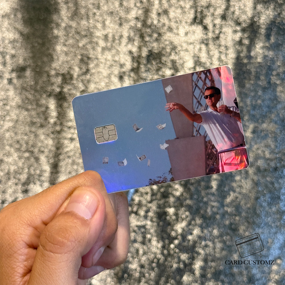 LOBO DE WALLSTREET STICKER DE VINIL HOLOGRÁFICO PARA TARJETAS