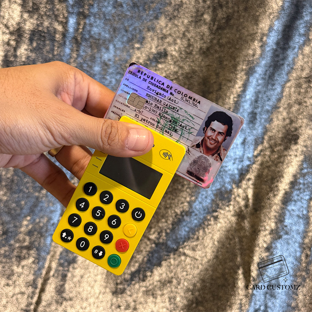 PABLO ESCOBAR IDENTIFICACIÓN STICKER DE VINIL HOLOGRÁFICO PARA TARJETAS
