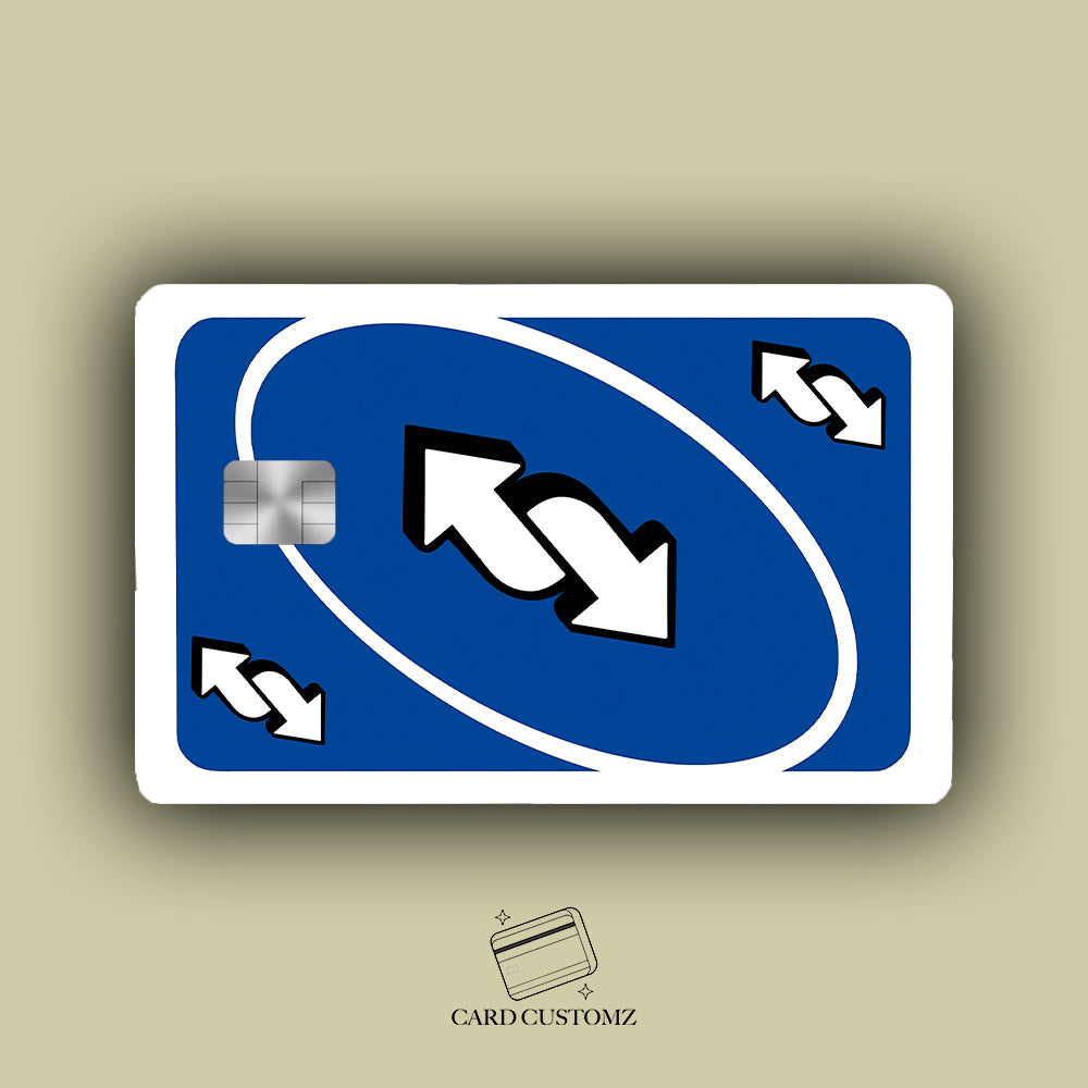 REVERSA UNO AZUL STICKER DE VINIL HOLOGRÁFICO PARA TARJETAS