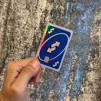REVERSA UNO AZUL STICKER DE VINIL HOLOGRÁFICO PARA TARJETAS