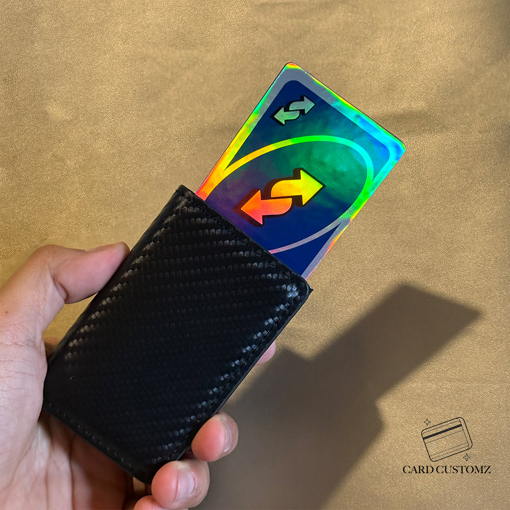 REVERSA UNO AZUL STICKER DE VINIL HOLOGRÁFICO PARA TARJETAS
