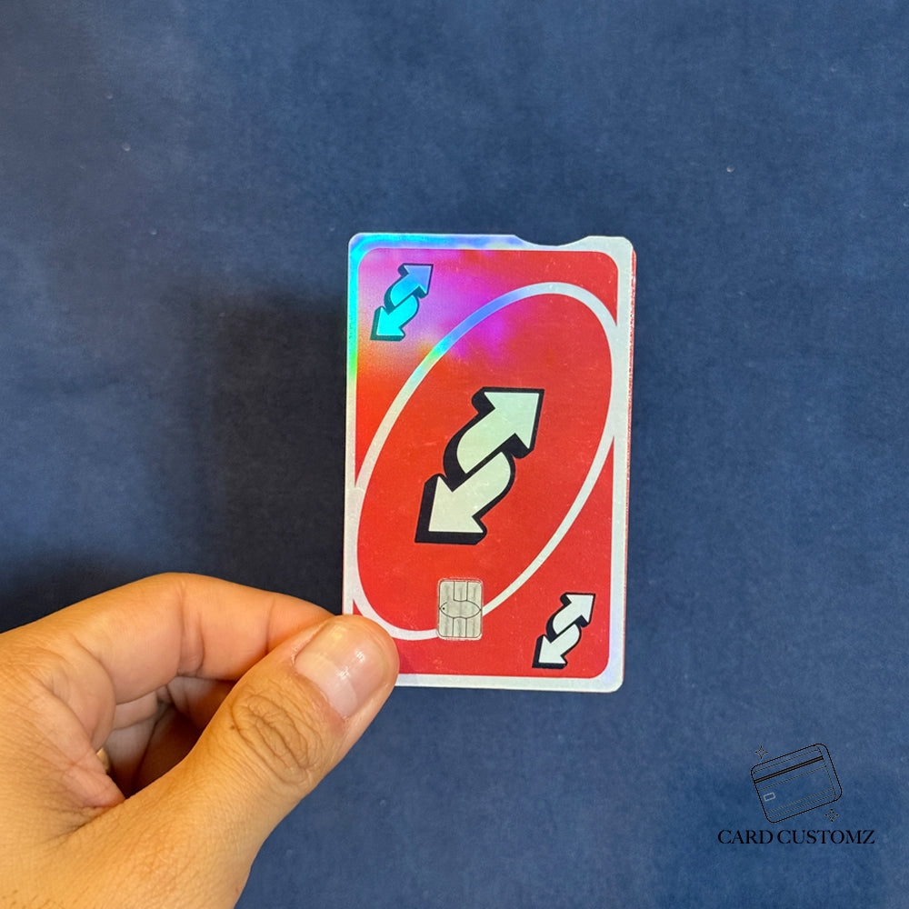 REVERSA UNO ROJO STICKER DE VINIL HOLOGRÁFICO PARA TARJETAS