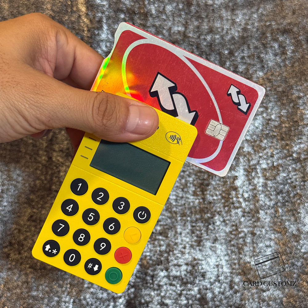 REVERSA UNO ROJO STICKER DE VINIL HOLOGRÁFICO PARA TARJETAS