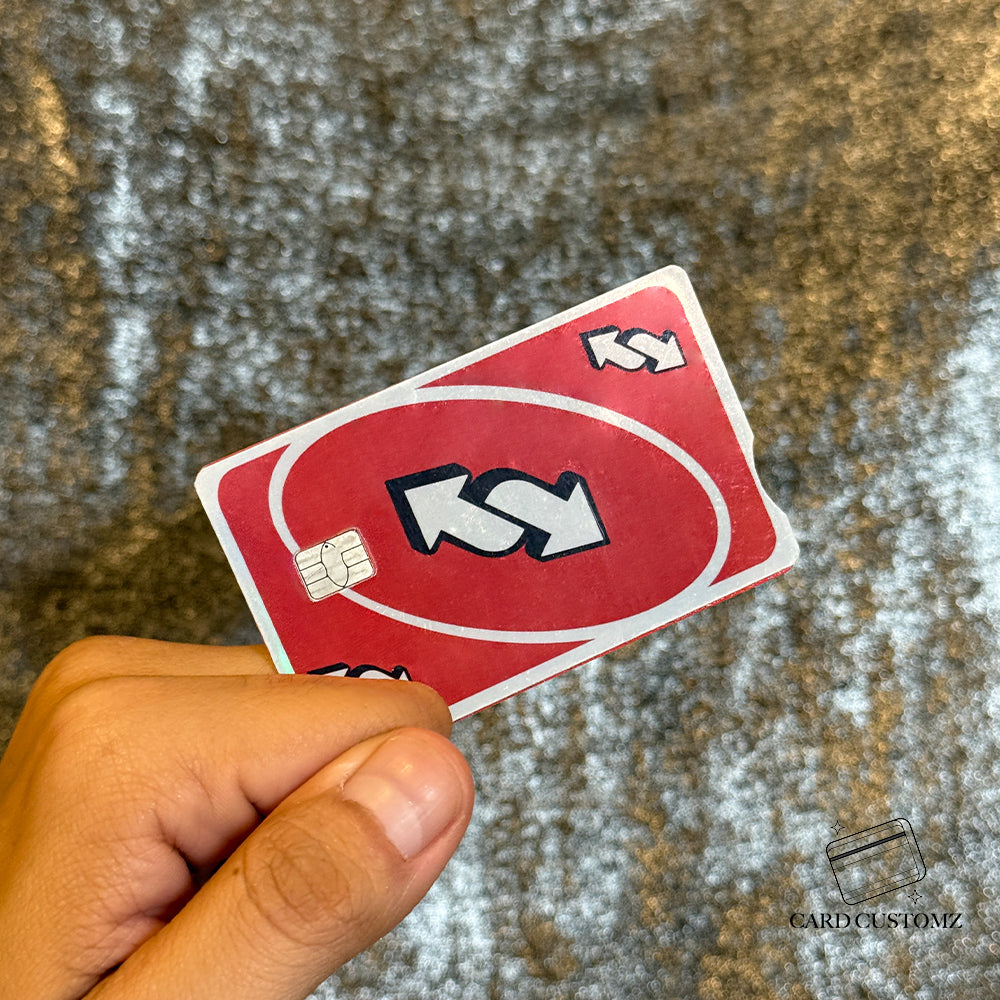 REVERSA UNO ROJO STICKER DE VINIL HOLOGRÁFICO PARA TARJETAS